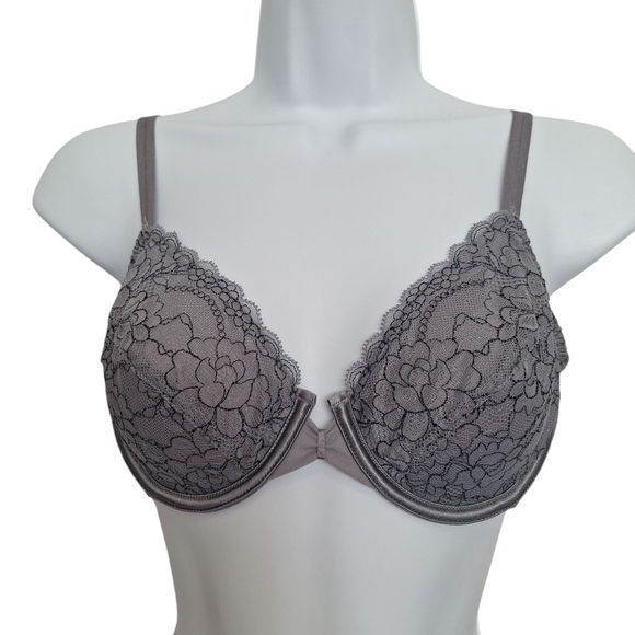 Gray Lace Underwire Bra with Double Straps - Picture 2 of 3